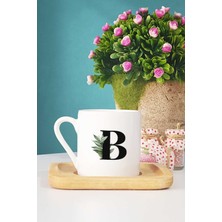 Hedizu Botanik B Harfli Türk Kahvesi Fincanı Ahşap Altlıklı