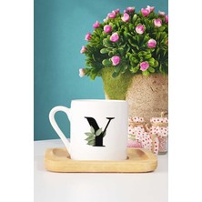 Hedizu Botanik Y Harfli Türk Kahvesi Fincanı Ahşap Altlıklı