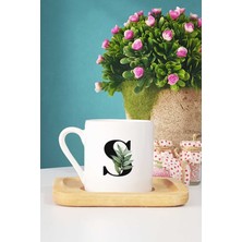 Hedizu Botanik S Harfli Türk Kahvesi Fincanı Ahşap Altlıklı