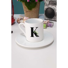 Hedizu Botanik K Harfli Türk Kahvesi Fincanı Beyaz