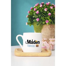 Hedizu Maden Mühendisi Hediye Türk Kahvesi Fincanı Ahşap Altlıklı