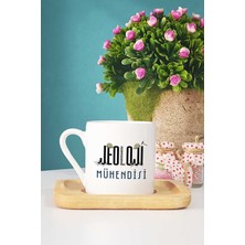 Hedizu Jeoloji Mühendisi Hediye Türk Kahvesi Fincanı Ahşap Altlıklı