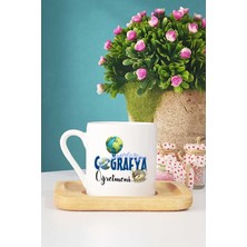 Hedizu Coğrafya Öğretmeni Türk Kahvesi Fincanı Ahşap Altlıklı