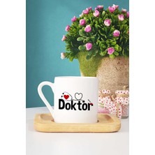 Doktora Hediye Türk Kahvesi Fincanı Ahşap Altlıklı