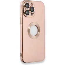 Caseworld Apple iPhone 14 Pro Max Kapak Lens Korumalı Logo Gösteren Tasarım Silikon Kılıf - Rose Gold