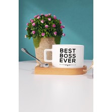 Patrona Hediye Best Boss Ever Ahşap Altlıklı Fincan