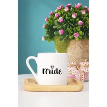Bride Gelin Hediye Türk Kahvesi Fincanı Ahşap Altlıklı