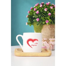 Hedizu Sevgililer Günü Hediyesi Türk Kahvesi Fincanı Ahşap Altlıklı