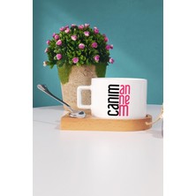 Hedizu Anneye Hediye Canım Annem Ahşap Altlıklı Fincan