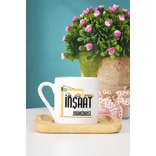 Hedizu Inşaat Mühendisi Hediye Türk Kahvesi Fincanı Ahşap Altlıklı