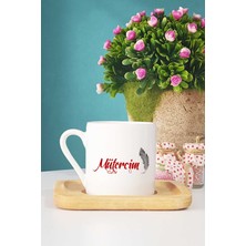 Hedizu Mütercim Hediye Türk Kahvesi Fincanı Ahşap Altlıklı