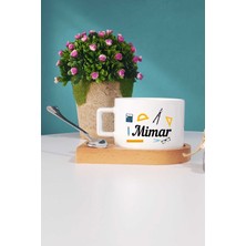Hedizu Mimara Hediye Mimar Ahşap Altlıklı Fincan