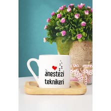 Hedizu Anestezi Teknikeri Türk Kahvesi Fincanı Ahşap Altlıklı