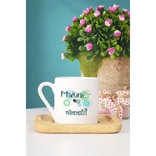 Hedizu Makine Mühendisi Hediye Türk Kahvesi Fincanı Ahşap Altlıklı