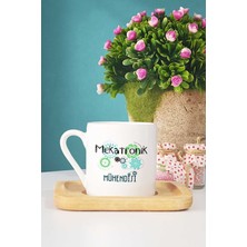 Mekatronik Mühendisi Hediye Türk Kahvesi Fincanı Ahşap Altlıklı