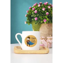 Hedizu Öğretmenler Günü Hediyesi Türk Kahvesi Fincanı Ahşap Altlıklı