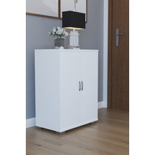 The Violet 2 Kapaklı 3 Bölmeli Vestiyer Ayakkabılık - Beyaz