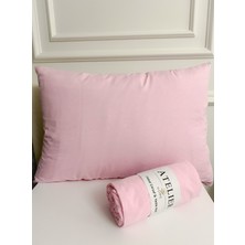 Atelier Home Pembe Lastikli Çarşaf Takımı 180x200 Pamuk Kumaş + 2 Yastık Kılıfı Yumuşak Dokulu
