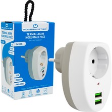 Powermaster PM-4911 2 Usbli Tekli Termal Akım Korumalı Priz (10A-2500W)