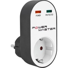 Powermaster PM-16620 Tekli Siyah Oval Kasa Termal Akım Korumalı Priz (10A-2500W)