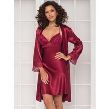 Pierre Cardin 4285 Saten Sabahlık Gecelik Takımı