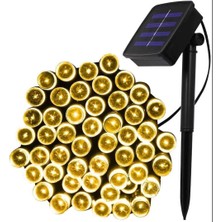 Mighty Güneş Enerjili 100 LED 12 Metre Sarı Renk Yılbaşı Çam Ağacı Bahçe Aydınlatması LED Işık