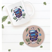 Bk Gift Kişiye Özel Öğretmenler Günü Beyaz Kupa Bardak Ve Yuvarlak Ahşap Bardak Altlığı Hediye Seti -2