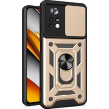 MTK Moveteck Xiaomi Poco M4 Pro 5g Uyumlu Kılıf Kamera Lens Korumalı Sürgülü Kızak Pars Lens Yüzüklü Shockproof Armor Military Zırh Tank Kılıf