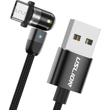 360 ° ve 180 ° Örtülü Şarj USB Kablosu Mikro Telefon Siyahı 0.5m Type-C(Yurt Dışından)