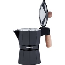 Korkmaz Etna 3 Fincan Siyah Moka Pot 150 ml