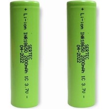 Sertec 18650 3.7V 2000MAH 1c Lion Şarjlı Pil Başlıksız - 2ADET