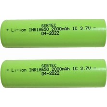 Sertec 18650 3.7V 2000MAH 1c Lion Şarjlı Pil Başlıksız - 2ADET