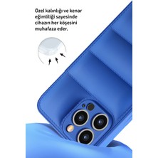 Deilmi Iphone 11 Pro Uyumlu Lacivert Lens Korumalı Renkli Kapitone Görünüm Çizilmez Dapper Silikon Kılıf Kapak