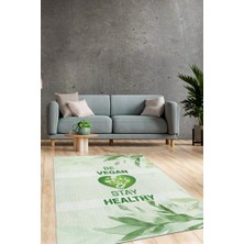 Homshtag Vegan Ol Sağlıklı Kal Dokuma Tabanlı Yıkanabilir Kaymaz Vegan Halısı