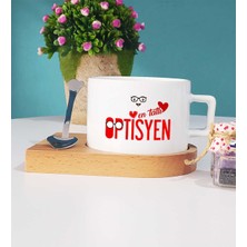 Hedizu En Tatlı Optisyen Hediye Ahşap Altlıklı Fincan