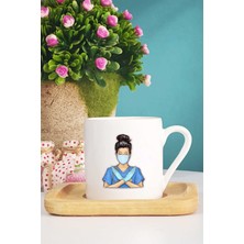 Hedizu Kadın Doktor Türk Kahvesi Fincanı Ahşap Altlıklı