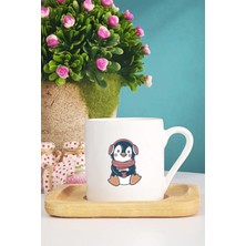 Hedizu Tatlı Penguen Türk Kahvesi Fincanı Ahşap Altlıklı