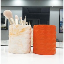 Mile Concept Masaüstü 2'li Mermer Desenli Turuncu Beton Kalemlik Seti