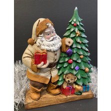 Lizzart Workshop Lizzart Çam Ağaçlı Noel Baba 29*20 (LIZZART1097) 1. Sınıf Polyester El Boyama