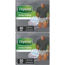 Depend Emici Külot Hasta Bezi Large - Büyük Erkek 60 Adet (2pk*30)