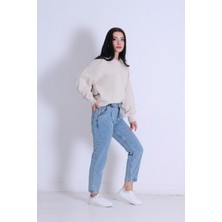 Vellichor Paçası Pensli Kot Pantolon- Mavi