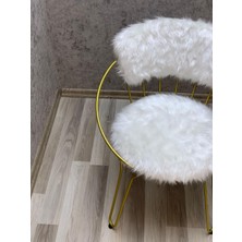 Şym Accessories Şym Design 1 Adet 45 cm Leno Gold Metal Ayaklı Beyaz Peluş Sandalye,makyaj Sandalyesi MK1022