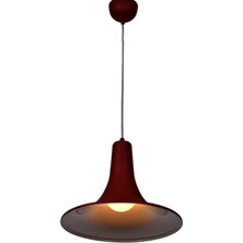 Rsylight Retro Metal Dekoratif Kırmızı Içi Beyaz Rustik Tekli Sarkıt Avize Çap 34 cm