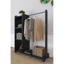 The Violet Bohem  Elbise Dolabı Elbise Askısı Açık Elbise Dolabı -  Siyah Mermer Desen