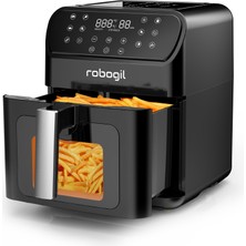 Robogil AF-19D Airfryer XXL 6,5lt Halojen Lambalı Cam Kapaklı Sıcak Hava Fritözü