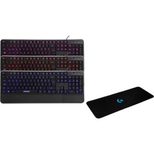 Everest KB-R61 Brıght Siyah USB 3 Renk Aydınlatmalı Q Sabit Bilek Destekli Gaming Oyuncu Multimedia Klavye +Logitech 70 x 30 Gaming Mouse Pad