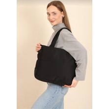 Essente Kadın Siyah 3 Bölmeli Fermuarlıkol ve Omuz Çantası