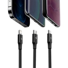 Baseus 1.5 Metre 20W 3in1 Type C, Iphone Lightning ve Micro Ultra Hızlı Şarj ve Data Kablosu