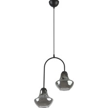 Modavize Yaren Modern Tasarım Cafe Mutfak Salon Siyah Renk Beyaz Camlı Sarkıt 2 Li Avize