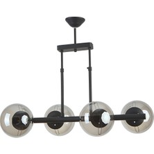 Modavize Salsa Modern Tasarım Cafe Mutfak Salon Siyah Renk Füme Camlı 4 Lü Avize